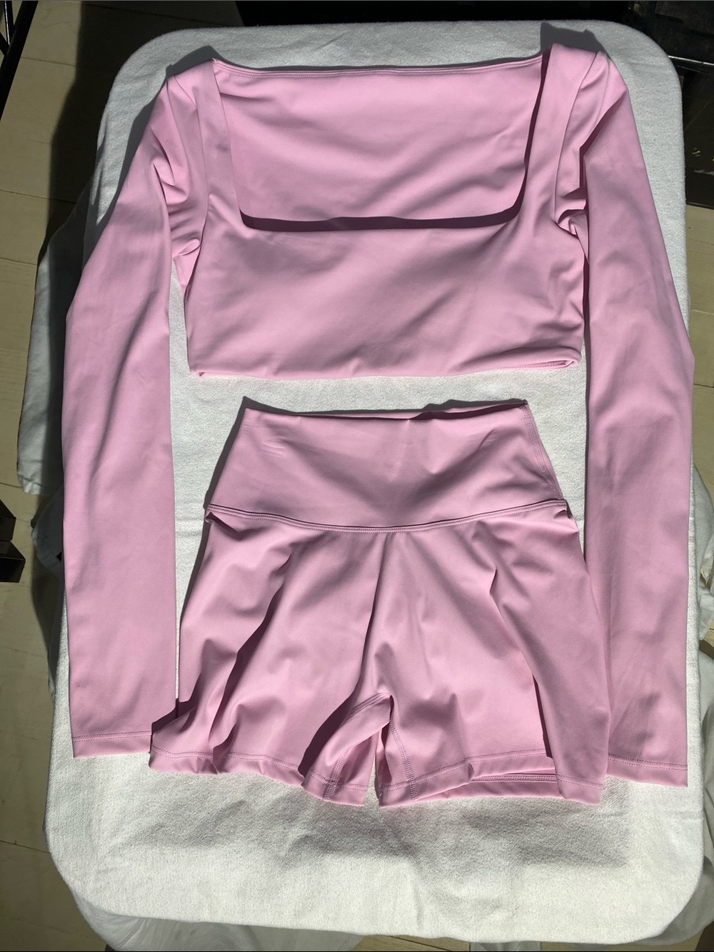 Women’s Pink High-Waist Active Shorts & Crop Top Set Size L